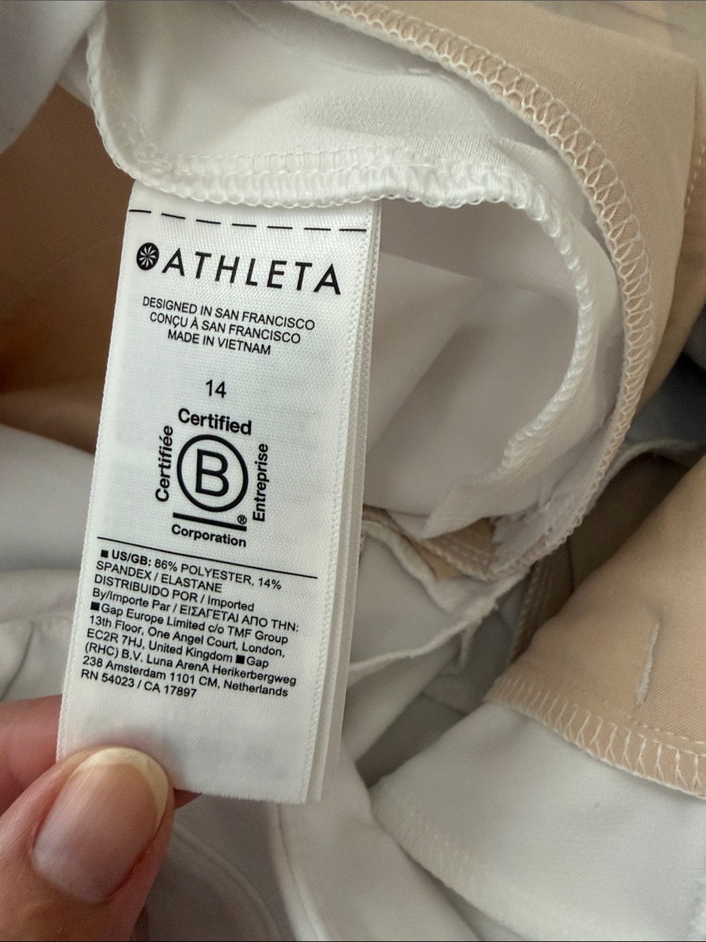 Athleta Endless High Rise Casual Straight Tapered Leg Athleisure White Pant, 14 - Picture 10 of 11